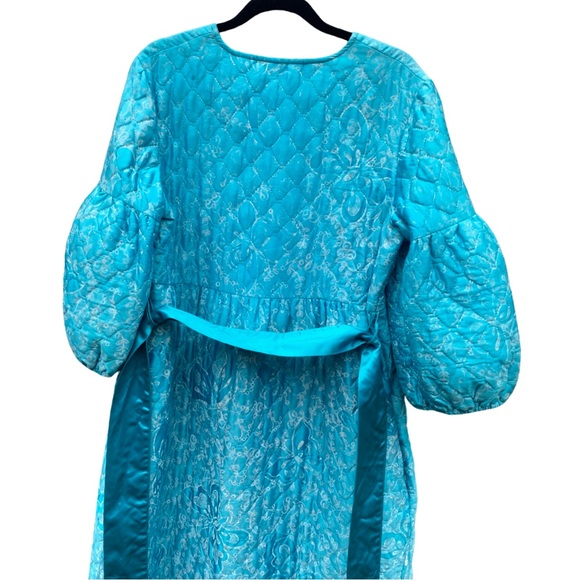 VTG Quilted dressing gown robe balloon 3/4 length sleeve M/L - Picture 5 of 11